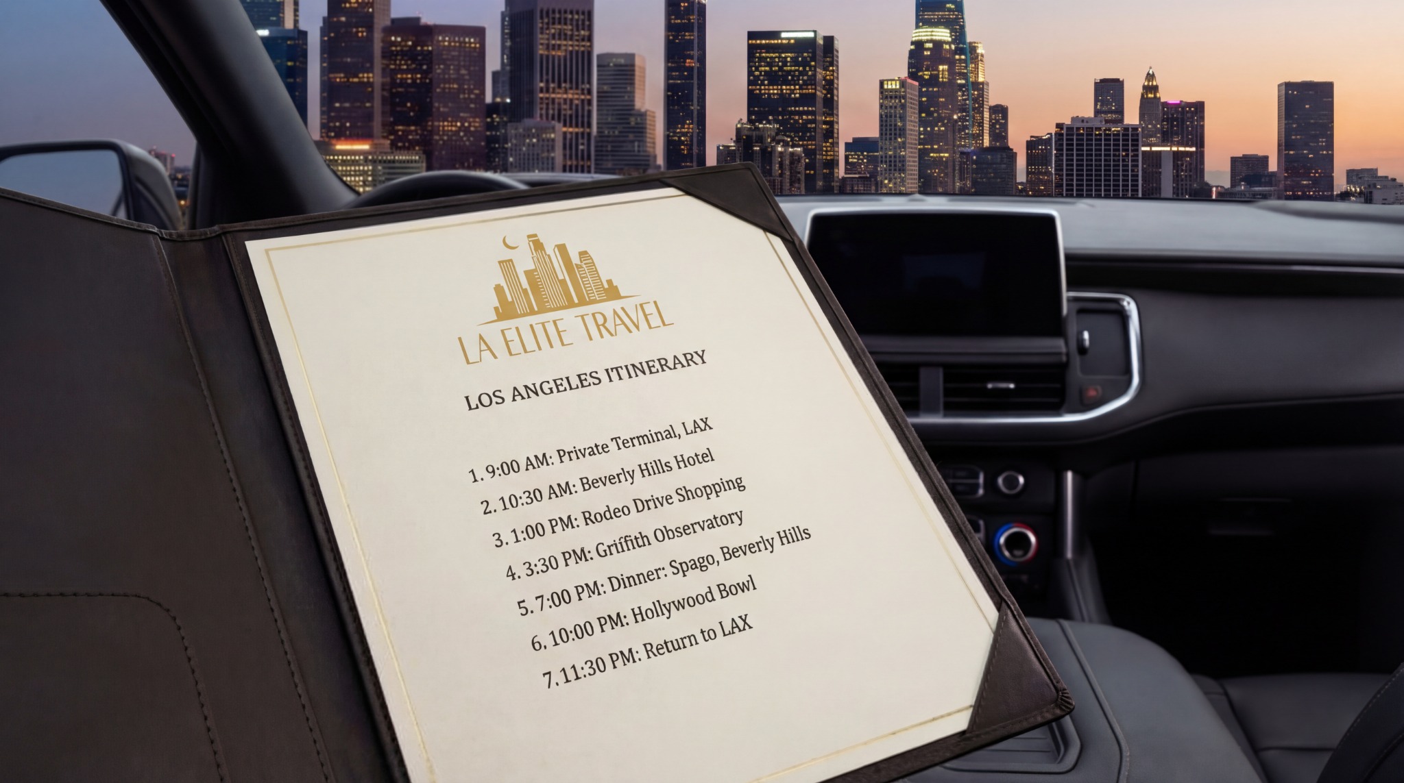 Luxury SUV on city street at night